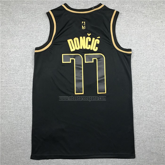 Camiseta Golden Edition Dallas Mavericks Luka Doncic NO 77 Negro